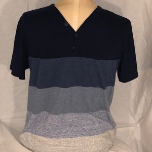 EXPRESS Blue & Gray stripped Henley shirt